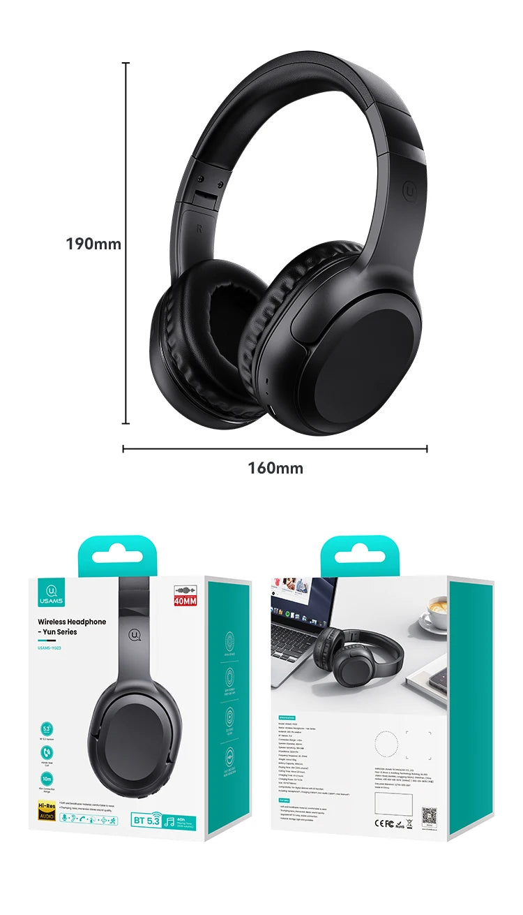 USAMS 40H Bluetooth Wireless Headphones